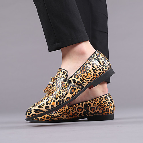 

Men's Dress Shoes Spring / Summer / Fall Business / Casual Daily Party & Evening Loafers & Slip-Ons Walking Shoes Patent Leather Breathable Non-slipping Yellow Leopard / Tassel / Winter / Tassel