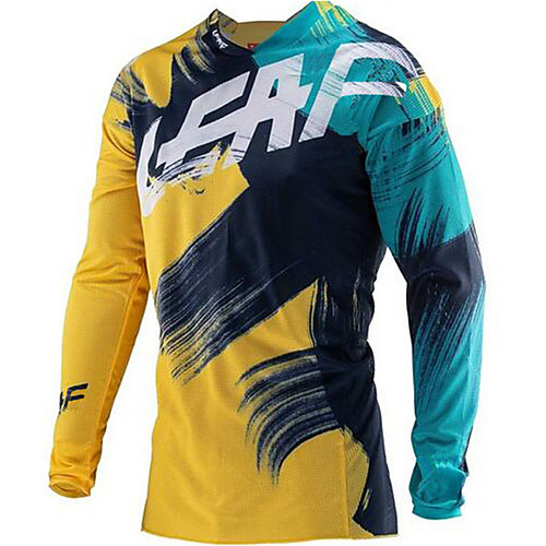 

21Grams Men's Long Sleeve Cycling Jersey Downhill Jersey Dirt Bike Jersey Winter Spandex Green / Yellow Graffiti Bike Thermal Warm UV Resistant Breathable Quick Dry Sports Letter & Number Mountain