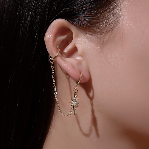 

Women's Ear Piercing Ear Cuff Earrings Classic Star Earrings Jewelry Gold / White / Gold For Street Holiday Club Bar Festival