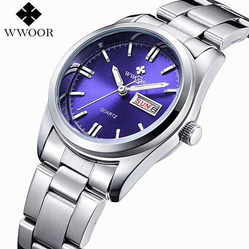 

WWOOR Women's Quartz Watches Casual Fashion Silver Alloy Quartz Blushing Pink SilverBlue Silvery / White Water Resistant / Waterproof Calendar / date / day Casual Watch 30 m Analog