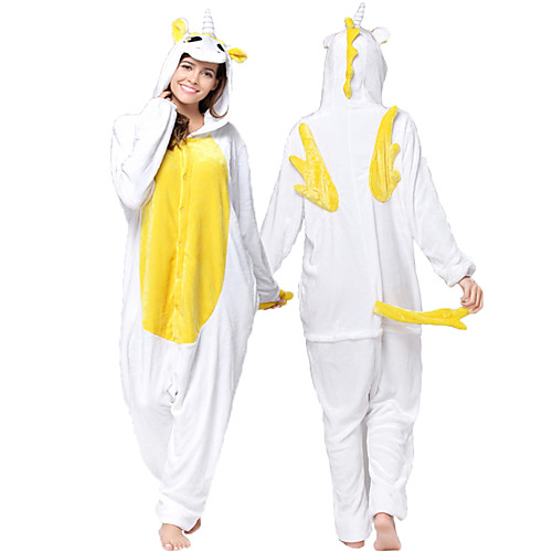 

Adults' Kigurumi Pajamas Unicorn Pony Onesie Pajamas Flannel Toison Green / White / Yellow Cosplay For Men's Women's Animal Sleepwear Cartoon Festival / Holiday Costumes