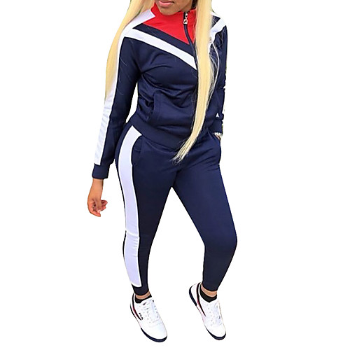 

Women's 2 Piece Full Zip Tracksuit Sweatsuit Jogging Suit Street Casual Long Sleeve Fleece Windproof Breathable Soft Fitness Running Jogging Sportswear Outfit Set Clothing Suit Jacket Track pants