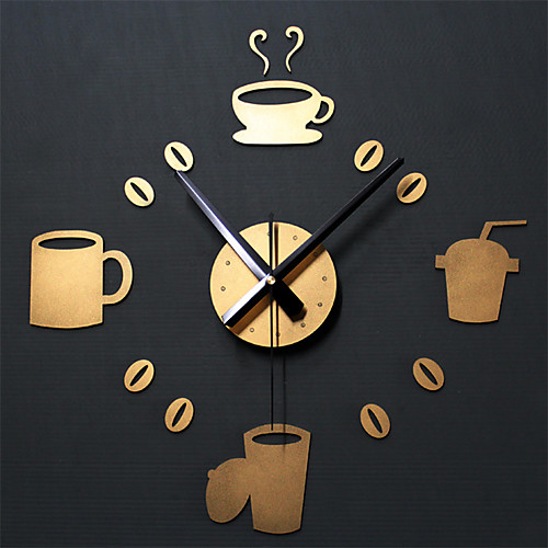 

Fashion Coffee Beans Numbers Wall Clock DIY Lovely Coffee Cup Acrylic Wall Clocks Sticker Home Cafe Mural Decals Decor