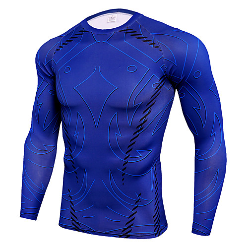 

JACK CORDEE Men's Long Sleeve Compression Shirt Cycling Jersey Winter Fleece Elastane Blue Geometic Bike Compression Clothing Top Mountain Bike MTB Road Bike Cycling Thermal / Warm Quick Dry