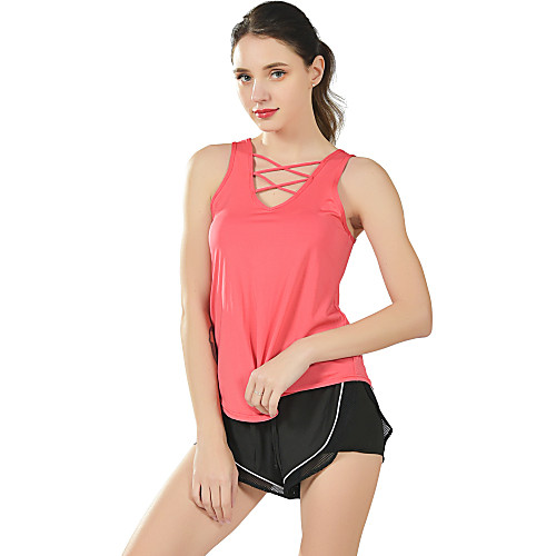 

Women's Yoga Top Criss Cross Front Fashion Black Watermelon Red White Purple Running Fitness Gym Workout Vest / Gilet Tank Top Sleeveless Sport Activewear Breathable Moisture Wicking Quick Dry Soft