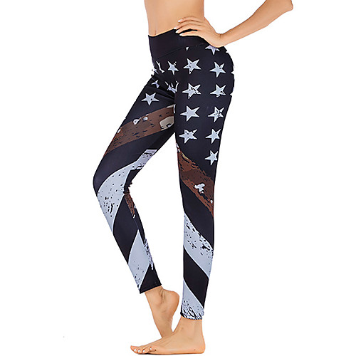 

Women's High Waist Yoga Pants Leggings Butt Lift Quick Dry Star Black Gym Workout Running Fitness Sports Activewear High Elasticity Slim