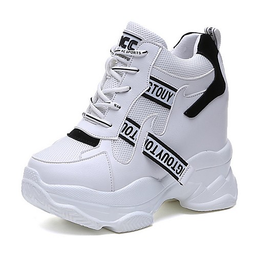 

Women's Athletic Shoes Hidden Heel Round Toe Canvas Running Shoes Spring & Fall Black / Red