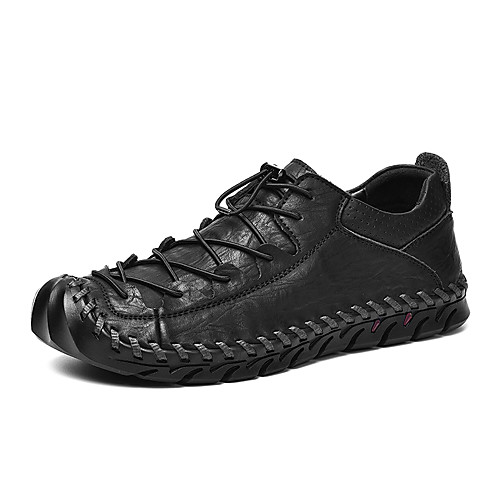 

Men's Fall / Spring & Summer Casual / British Daily Party & Evening Oxfords Cowhide Breathable Non-slipping Wear Proof Black / Gray