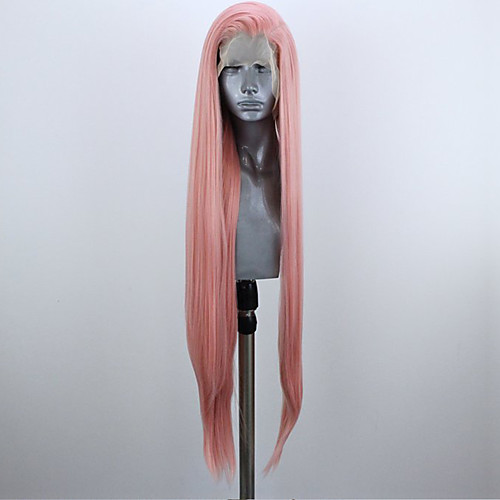 

Synthetic Lace Front Wig Straight Side Part Lace Front Wig Pink Long Pink Synthetic Hair 18-26 inch Women's Adjustable Heat Resistant Party Pink