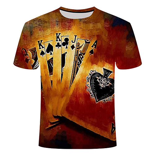 

Men's Graphic Print Slim T-shirt Daily Round Neck Red / Short Sleeve