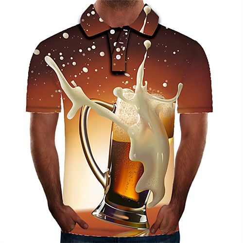 

Men's Polo Graphic 3D Plus Size Print Short Sleeve Daily Tops Streetwear Exaggerated Rainbow