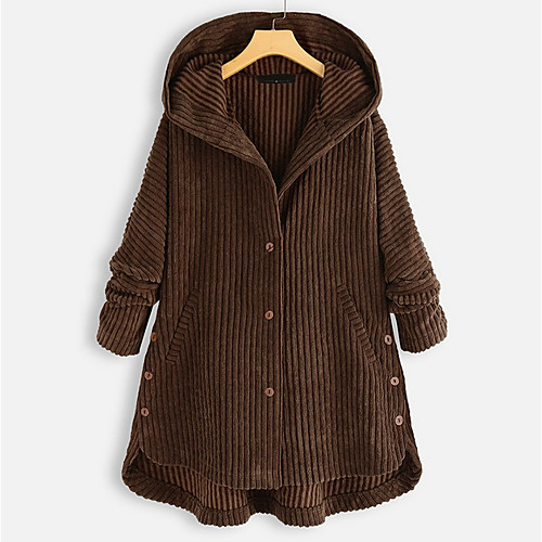 

Women's Solid Colored Fall & Winter Coat Long Daily Long Sleeve Polyester Coat Tops Black