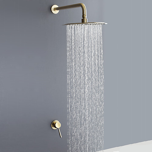 

Shower Faucet - Contemporary Brushed Gold Wall Mounted Ceramic Valve Bath Shower Mixer Taps