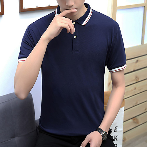 

Men's Solid Colored Polo Shirt Collar White / Black / Royal Blue / Gray / Light Blue