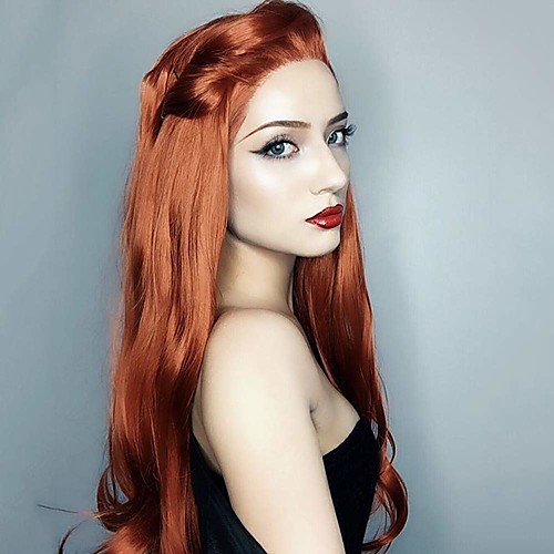 

Synthetic Lace Front Wig Body Wave Middle Part Lace Front Wig Long Auburn Synthetic Hair 18-26 inch Women's Heat Resistant Synthetic Easy dressing Red / Natural Hairline / Natural Hairline