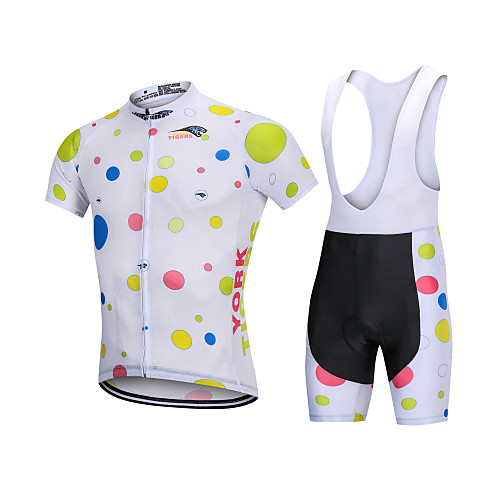 

YORK TIGERS Men's Short Sleeve Cycling Jersey with Bib Shorts - Kid's Silicone Elastane Lycra White Bike Bib Shorts Jersey Clothing Suit Breathable 3D Pad Quick Dry Reflective Strips Sweat-wicking