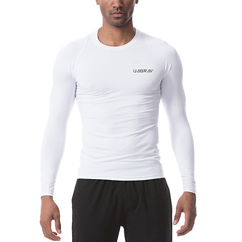 

UABRAV Men's Long Sleeve Running Shirt Tee Tshirt Quick Dry Breathable Soft Fitness Gym Workout Running Jogging Sportswear Solid Color White Black Gray Activewear Stretchy