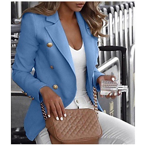 

Women's Blazer Daily Notch Lapel Classic Regular Solid Colored White / Black / Blue S / M / L