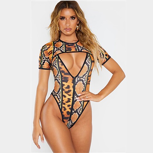 

Women's Basic Yellow Bandeau Cheeky High Waist Bikini Swimwear Swimsuit - Floral Geometric Lace up Print S M L Yellow