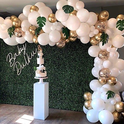 

DIY Balloon Arch & Garland kit, Party Balloons Decoration Set, Gold Confetti & White & Transparent Balloons for Baby Shower, Wedding, Birthday, Graduation, Anniversary Organic Party Wedding & Event