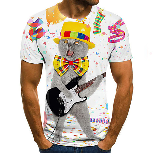 

Men's T-shirt Basic Daily Round Neck Rainbow / Short Sleeve
