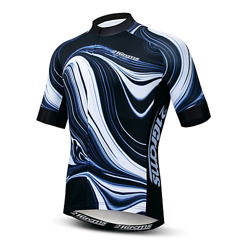 

21Grams Men's Short Sleeve Cycling Jersey Elastane Lycra Polyester Black Stripes Bike Jersey Top Mountain Bike MTB Road Bike Cycling Breathable Quick Dry Moisture Wicking Sports Clothing Apparel