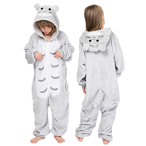 

Kid's Kigurumi Pajamas Cat Onesie Pajamas Flannel Fabric Gray Cosplay For Boys and Girls Animal Sleepwear Cartoon Festival / Holiday Costumes