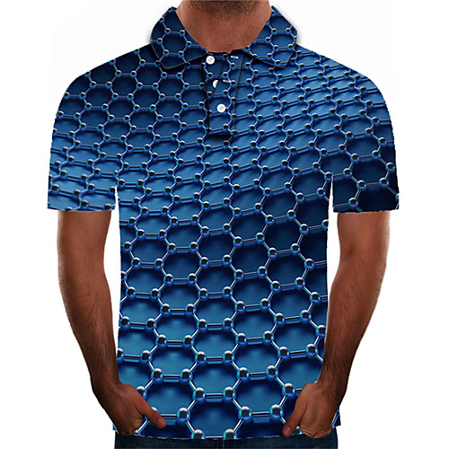 

Men's Polo Graphic 3D Plus Size Print Short Sleeve Daily Tops Streetwear Exaggerated Blue