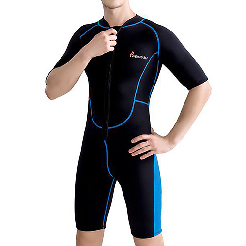 

Men's Shorty Wetsuit 3mm CR Neoprene Diving Suit UV Resistant Anatomic Design Half Sleeve Front Zip Patchwork Summer