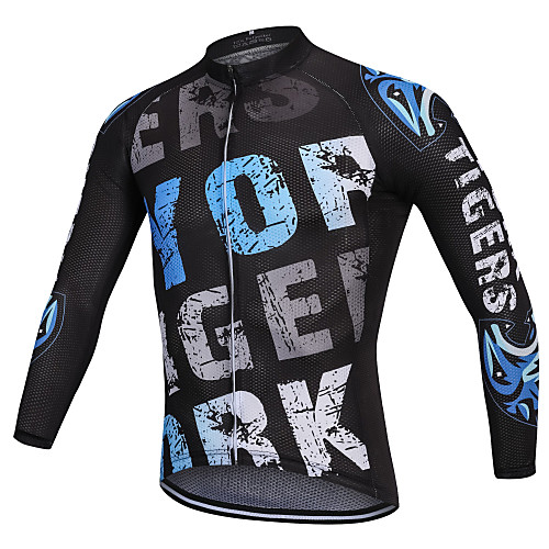 

YORK TIGERS Men's Long Sleeve Cycling Jersey Winter Silicone Elastane Black Bike Jersey Top Mountain Bike MTB Road Bike Cycling Thermal / Warm Breathable Quick Dry Sports Clothing Apparel / Advanced