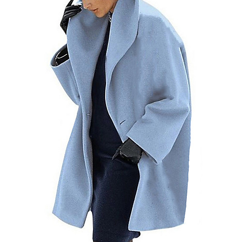 

Women's Coat Daily Long Solid Colored Black / Brown / Light Blue S / M / L