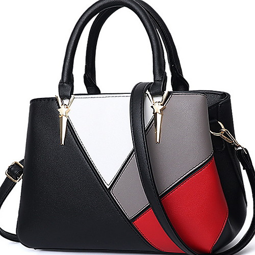 

Women's Zipper PU Top Handle Bag Solid Color Black / Wine / Purple
