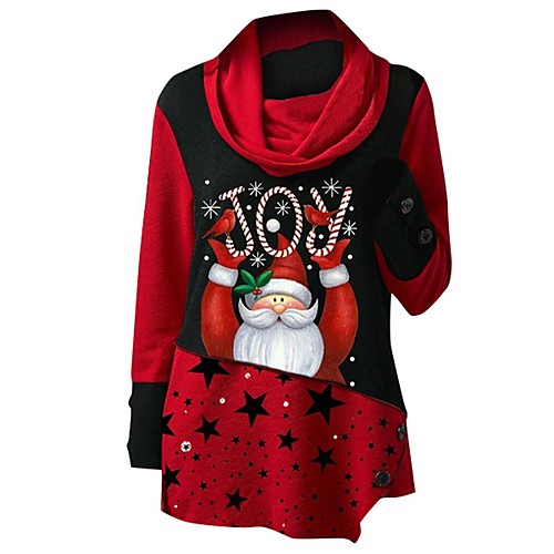 

Women's Geometric T-shirt Daily Cowl Black / Blue / Red / Green