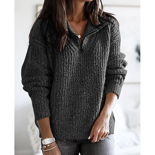 

Women's Solid Colored Long Sleeve Pullover Sweater Jumper, V Neck Light gray / Blushing Pink / Gray S / M / L