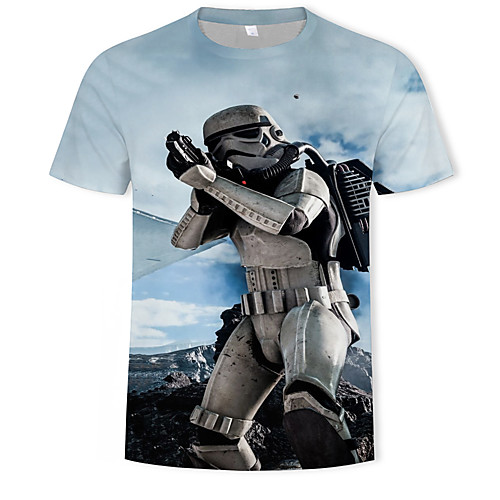 

Men's Geometric Color Block Print T-shirt Street chic Punk & Gothic Daily Club Round Neck Gray / Short Sleeve