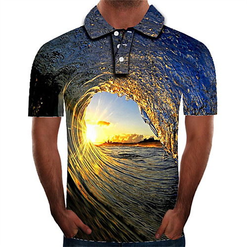 

Men's Polo Graphic Plus Size Print Short Sleeve Daily Tops Streetwear Exaggerated Rainbow