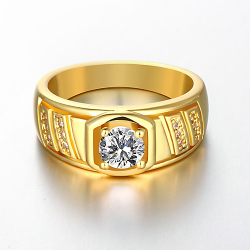 

Men's Ring 1pc Rose Gold Gold Silver Gold Plated Imitation Diamond Alloy Geometric Fashion Daily Holiday Jewelry Geometrical Flower Cool