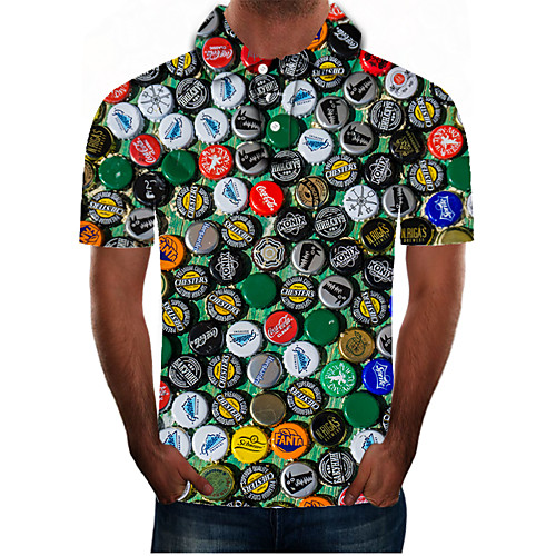 

Men's Polo Graphic 3D Plus Size Print Short Sleeve Daily Tops Streetwear Exaggerated Rainbow