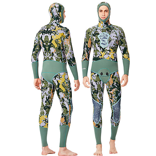 

Dive&Sail Men's Full Wetsuit 5mm Elastane Neoprene Diving Suit Thermal / Warm Waterproof UV Sun Protection Long Sleeve 2-Piece Back Zip - Swimming Diving Surfing Spring Summer Fall / Breathable