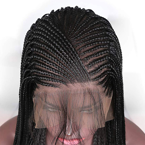 

Synthetic Lace Front Wig Box Braids Braid Lace Front Wig Long Black#1B Synthetic Hair 24-26 inch Women's Adjustable Heat Resistant Party Black