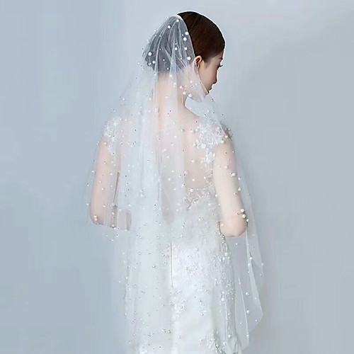 

One-tier Classic Style / Lace Wedding Veil Fingertip Veils with Solid / Pattern POLY / Lace