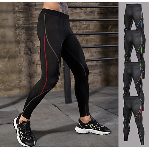 

YUERLIAN Men's Running Tights Leggings Compression Pants Athletic Base Layer Compression Clothing Tights Fitness Gym Workout Exercise Lightweight Breathable Quick Dry Sport Black Red Fruit Green