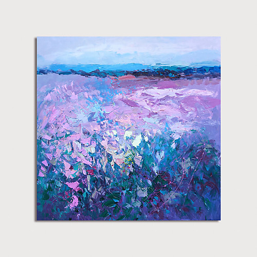 

Oil Painting Hand Painted Square Abstract Floral / Botanical Modern Stretched Canvas