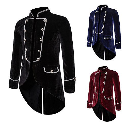 

Plague Doctor Punk & Gothic Victorian Steampunk 17th Century Winter Coat Trench Coat Men's Costume Black / Burgundy / Navy Blue Vintage Cosplay Party Halloween Long Sleeve