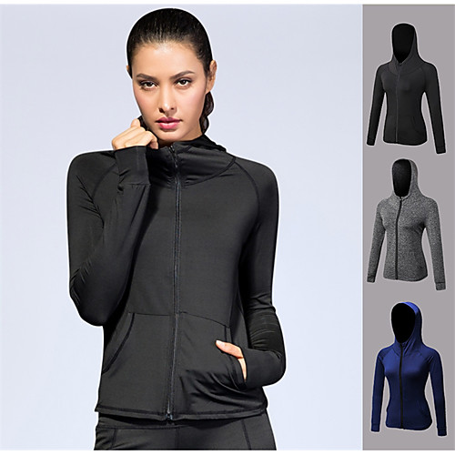 

YUERLIAN Women's Full Zip Spandex Track Jacket Running Jacket Hoodie Jacket Winter Yoga Fitness Gym Workout Quick Dry Anatomic Design Breathability Sportswear Zip Top Long Sleeve Activewear Stretchy