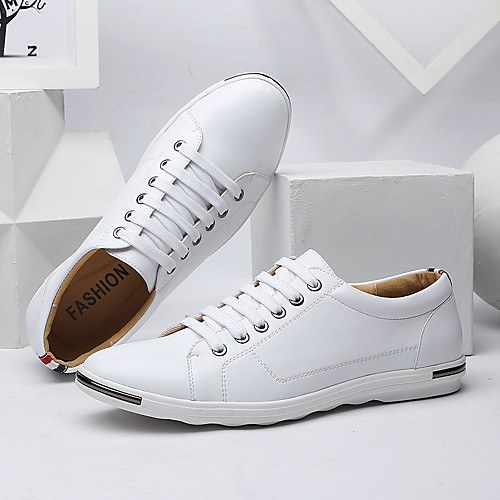 

Men's Sneakers Casual British Daily Outdoor Walking Shoes PU Non-slipping Wear Proof White Black Red Summer Spring & Summer