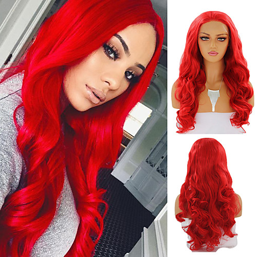 

Synthetic Lace Front Wig Body Wave Free Part Lace Front Wig Long Red Synthetic Hair 18-26 inch Women's Cosplay Soft Heat Resistant Red / Natural Hairline / Natural Hairline