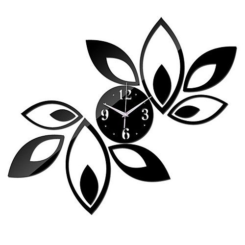 

Mirror Wall Clock, Red and Black Rhombus Leaves Sticker Decoration