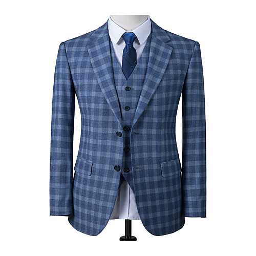 

Scotland blue plaid wool custom suit