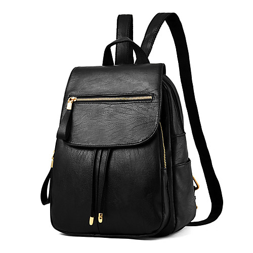 

Large Capacity Faux Leather PU Zipper Commuter Backpack Solid Color Daily Black / Wine / Dark Blue